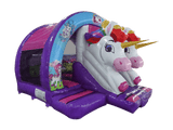 5x4.3m Purple & Fuchsia 3D Unicorn Curved Front Slide Combi
