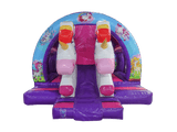 5x4.3m Purple & Fuchsia 3D Unicorn Curved Front Slide Combi