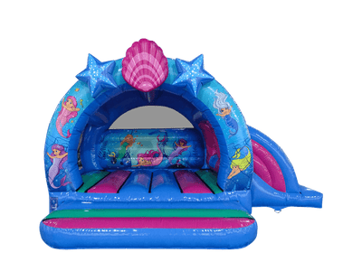 12x12ft 3D Mermaid Curved Side Slide Bouncer