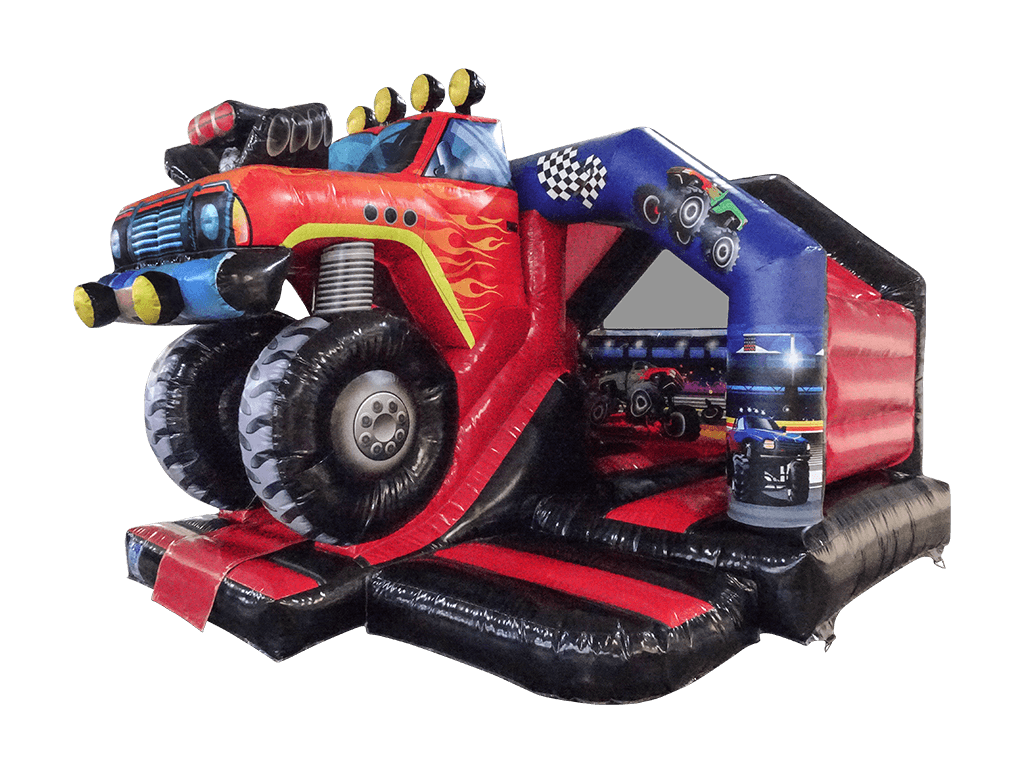 Combină tobogan frontal 3D Monster Truck negru și roșu 5x4 m