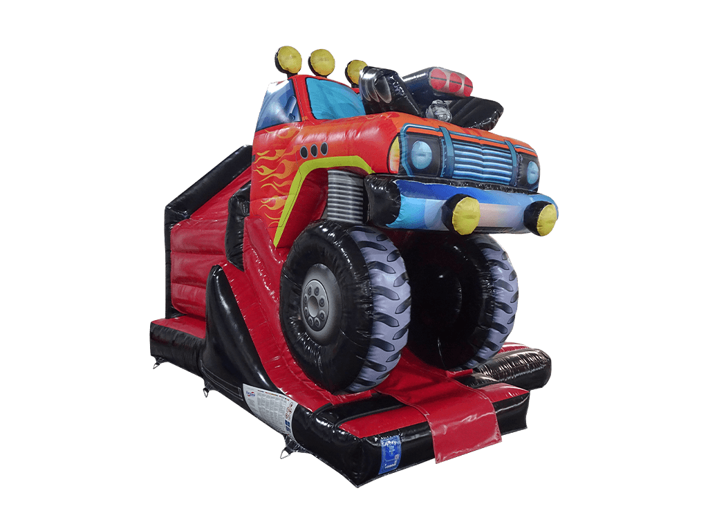 Combină tobogan frontal 3D Monster Truck negru și roșu 5x4 m