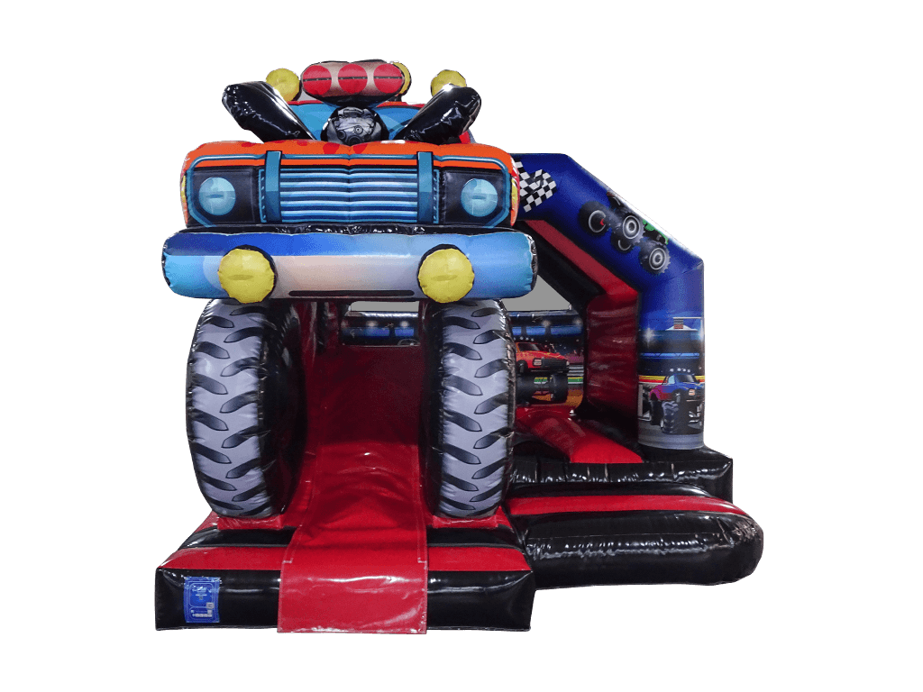 Combină tobogan frontal 3D Monster Truck negru și roșu 5x4 m