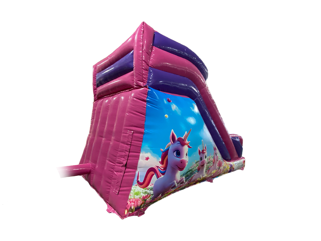 Toboggan Licorne fuchsia et violet 2,5m Plateforme
