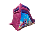 Toboggan Licorne fuchsia et violet 2,5m Plateforme