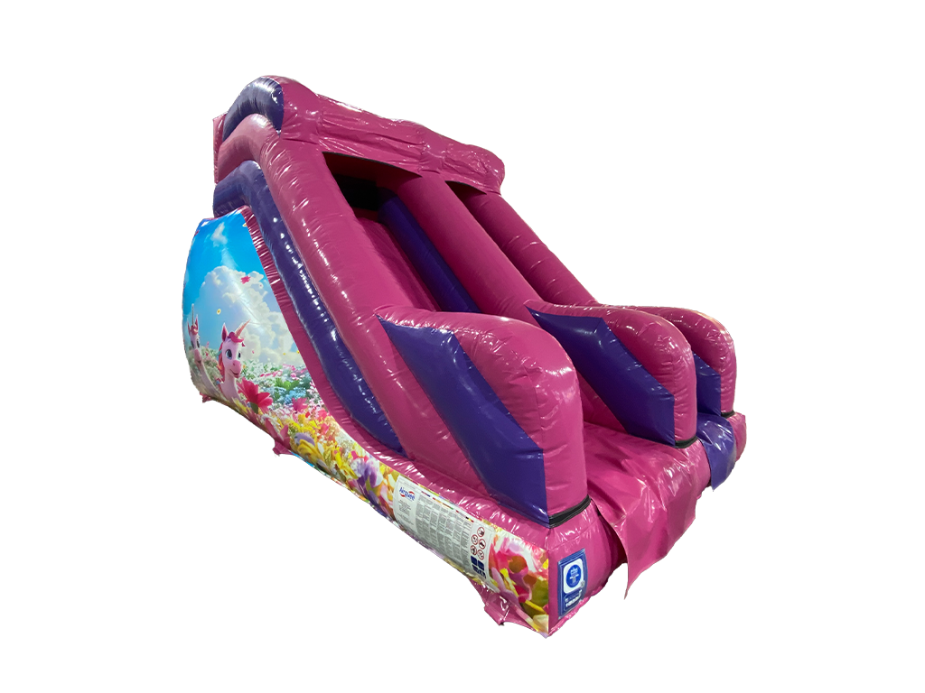 Toboggan Licorne fuchsia et violet 2,5m Plateforme