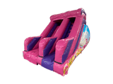 Toboggan Licorne fuchsia et violet 2,5m Plateforme