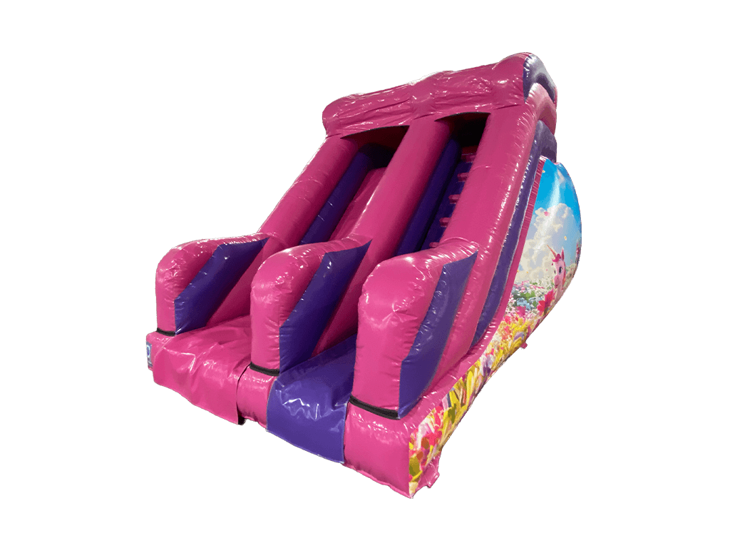 Toboggan Licorne fuchsia et violet 2,5m Plateforme