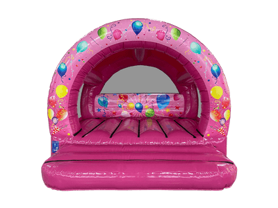3,7x3,7m Roze Feest Gebogen Springkussen