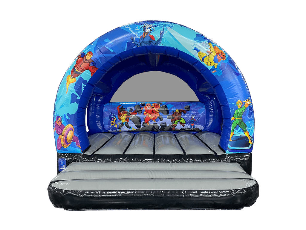 Castillo hinchable curvo superhéroe 3.7x3.7m