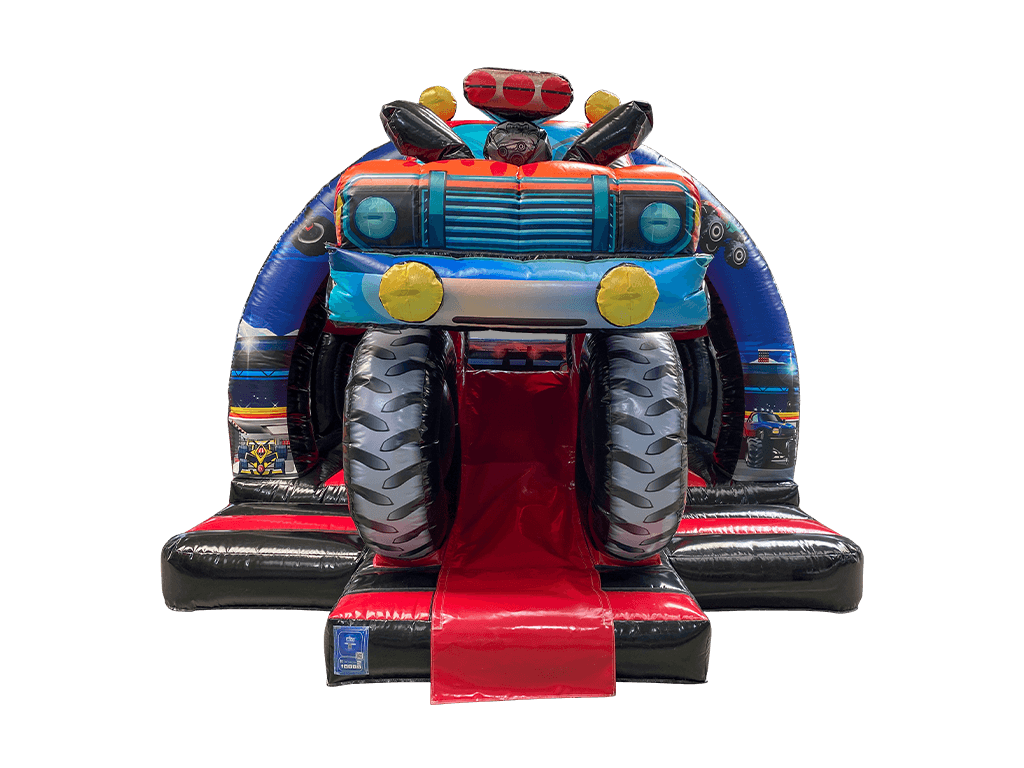 Insuflável com Escorrega Frontal Curvo 3D de Camião Monstro 5x4.3m