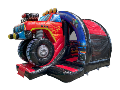 16x14ft 3D Monster Truck Curved Front Slide Bouncer