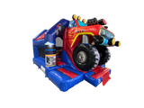 Combinado com Escorrega Frontal Médio 3D de Camião Monstro Vermelho e Azul 5.5x4m