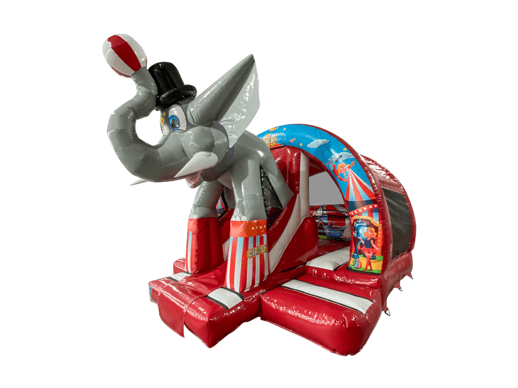 Combinazione Scivolo Curvo Elefante 3D Rosso 5x4,3m