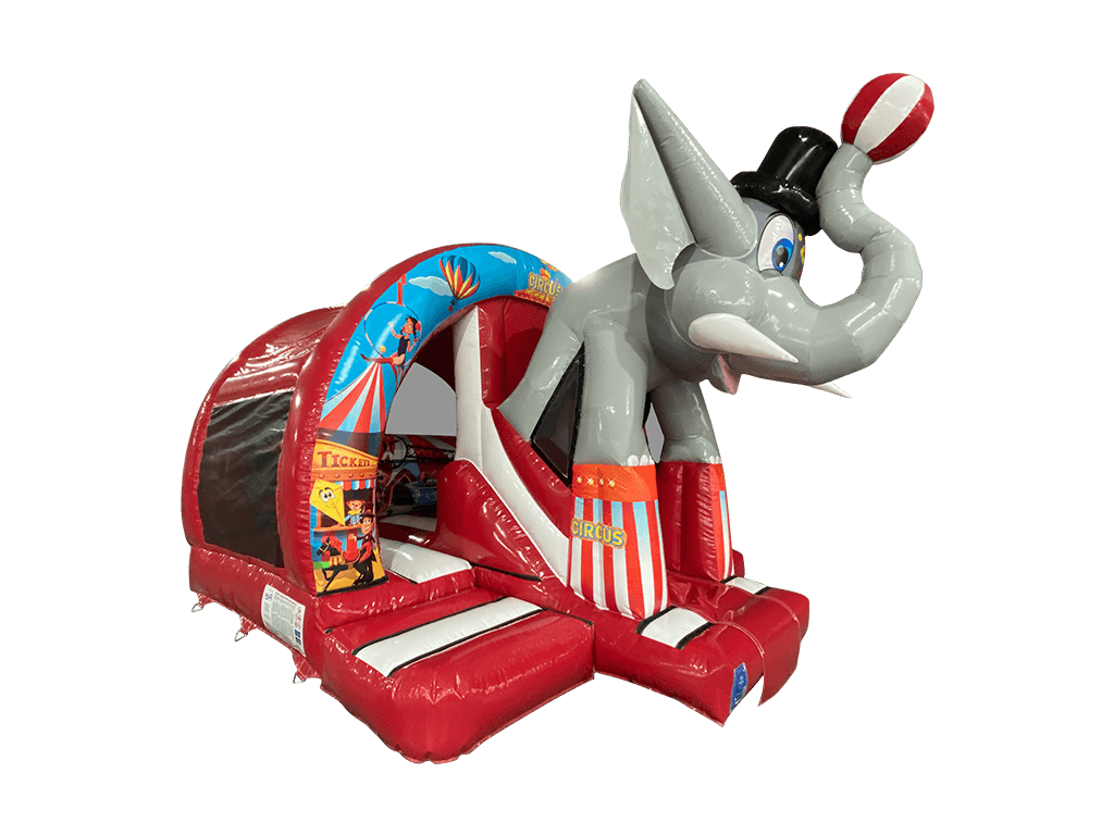 Combinazione Scivolo Curvo Elefante 3D Rosso 5x4,3m