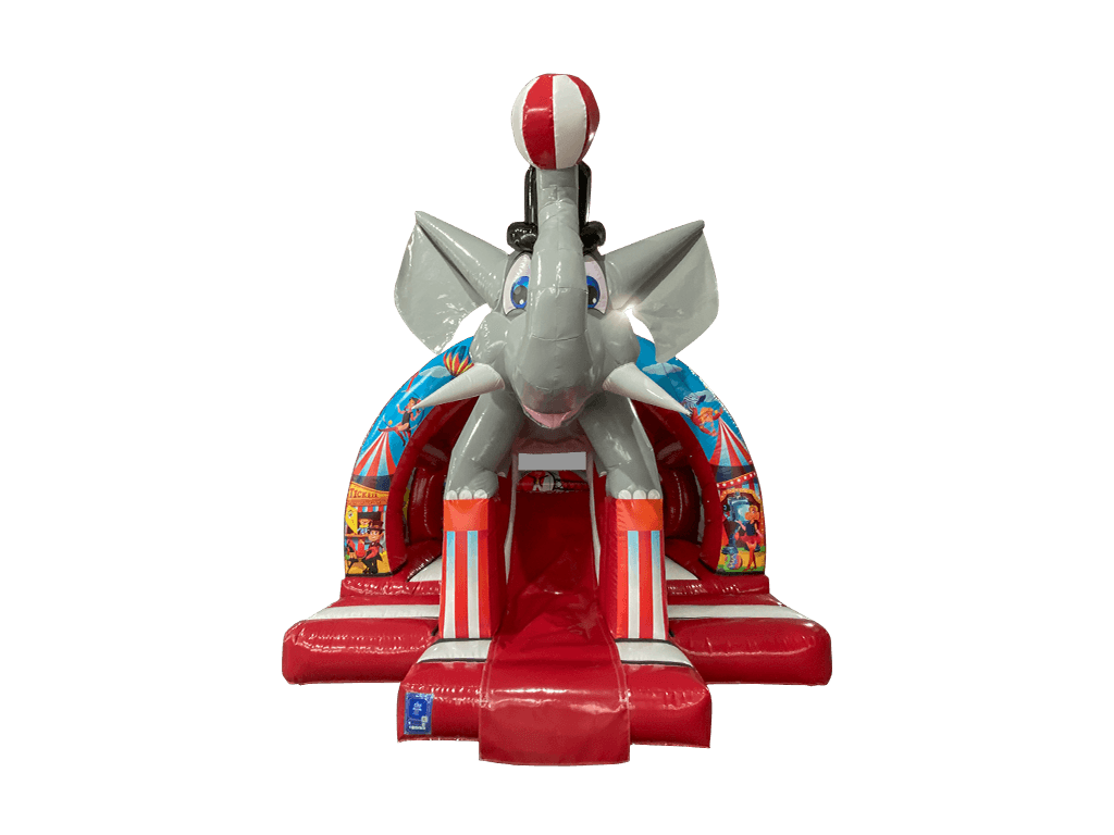 Combinazione Scivolo Curvo Elefante 3D Rosso 5x4,3m