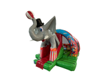 Combi toboggan courbé éléphant 3D vert et rouge 5x4,3m