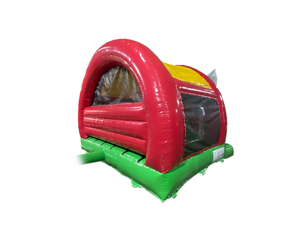 Combi toboggan courbé éléphant 3D vert et rouge 5x4,3m