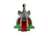 Combi toboggan courbé éléphant 3D vert et rouge 5x4,3m