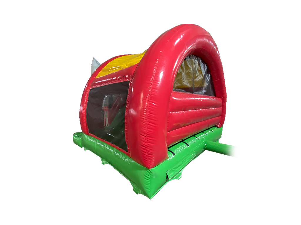 Combi toboggan courbé éléphant 3D vert et rouge 5x4,3m