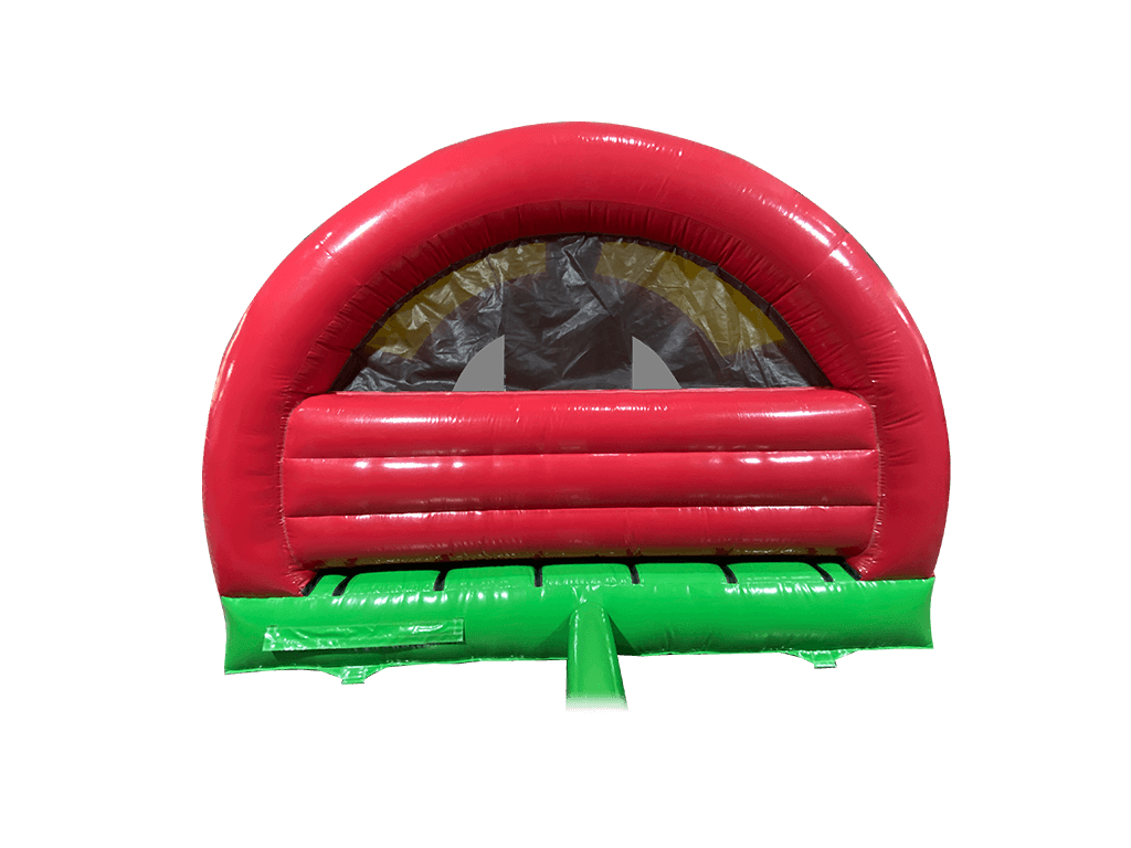 Combi toboggan courbé éléphant 3D vert et rouge 5x4,3m