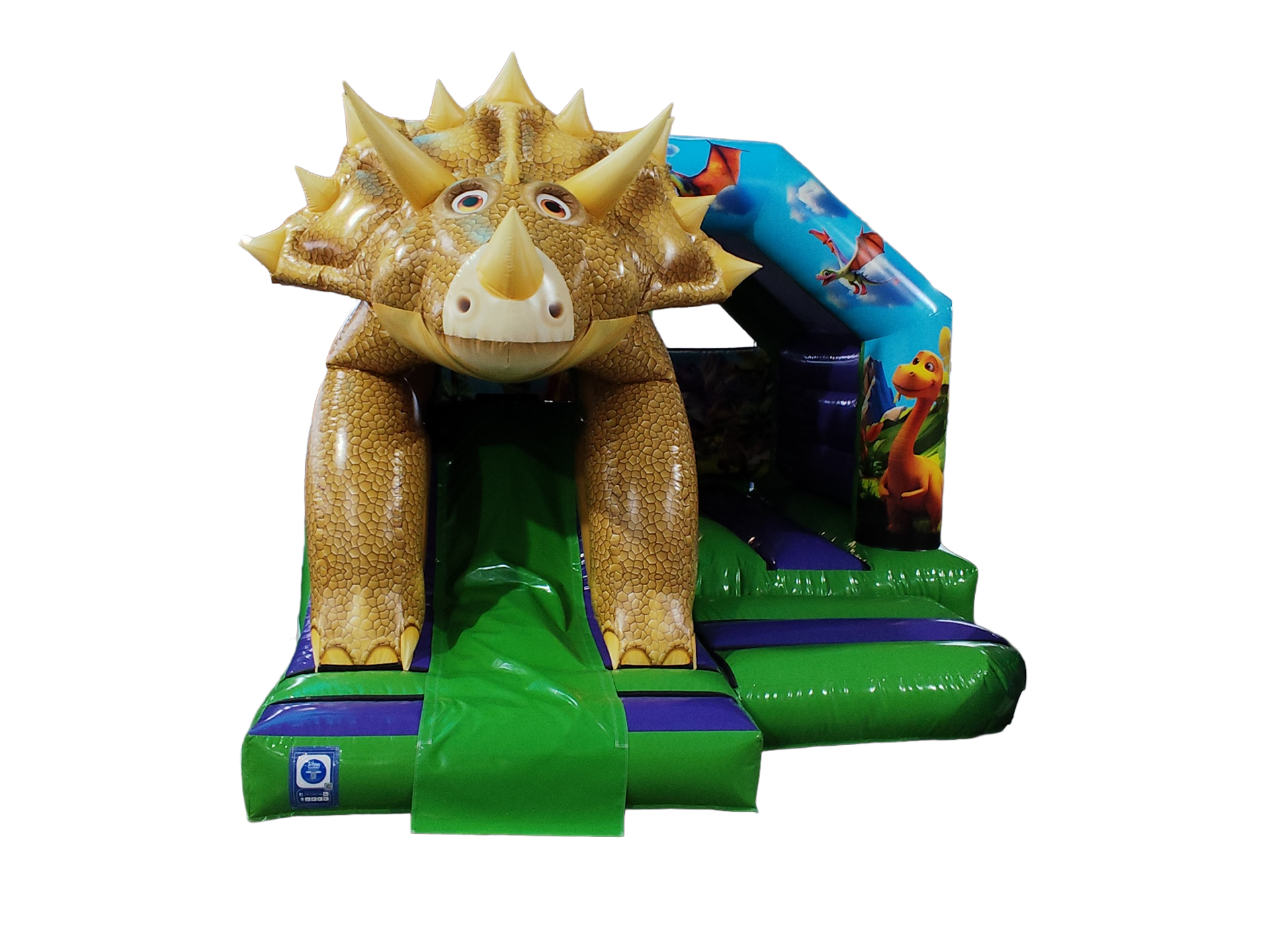 5x4m 3D Triceratops Voorkant Glijbaan Combi