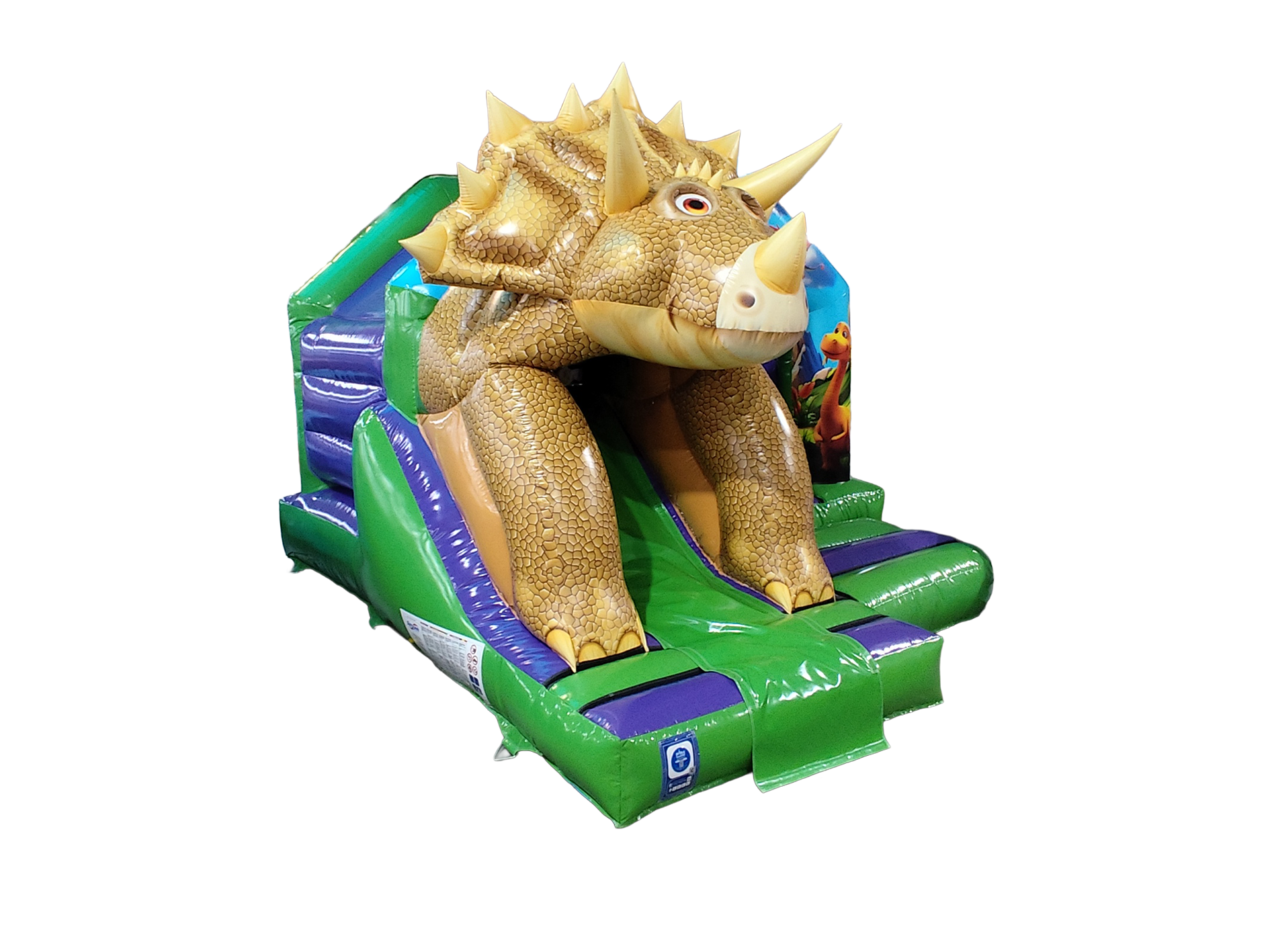 5x4m 3D Triceratops Voorkant Glijbaan Combi