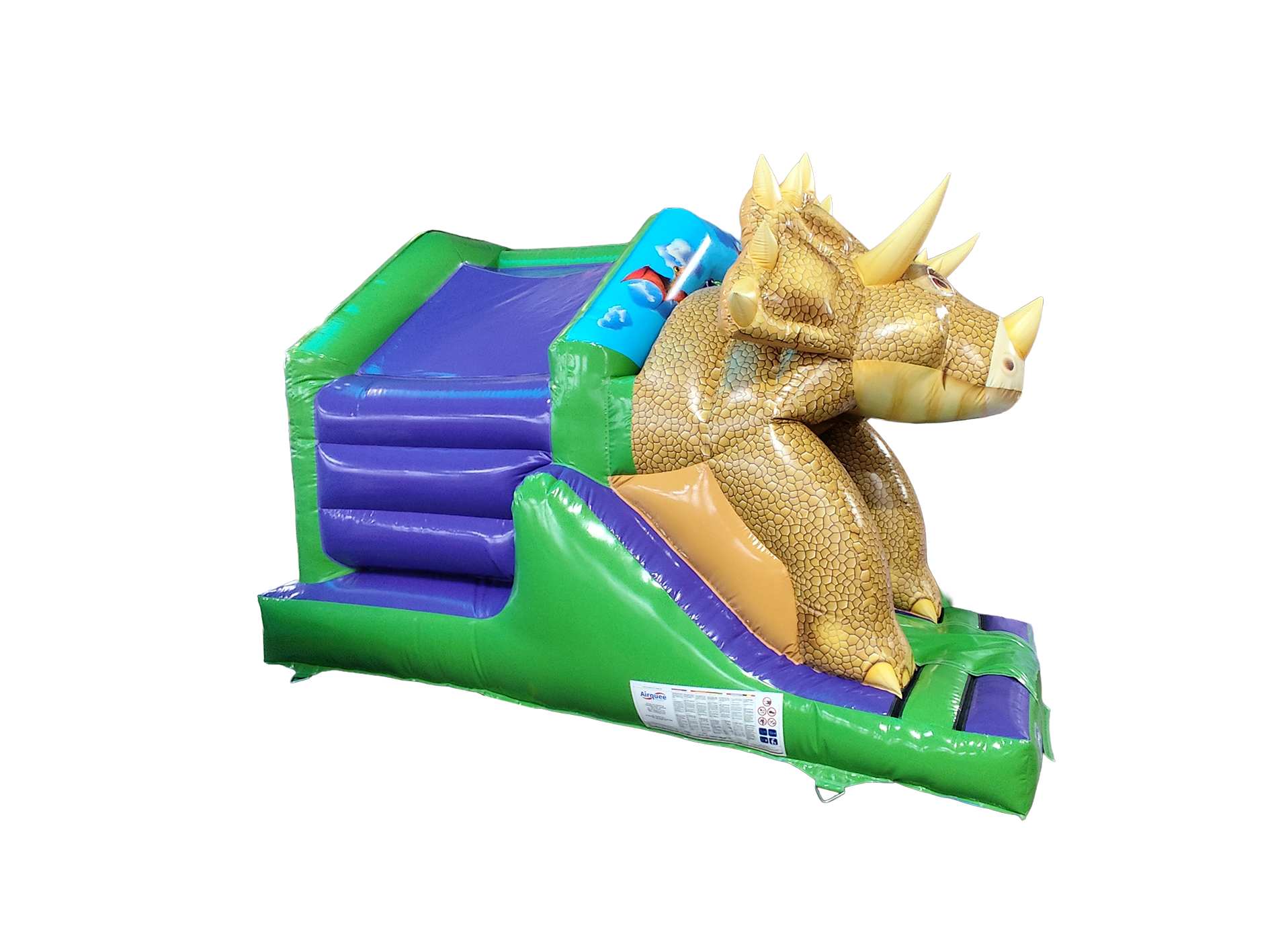 5x4m 3D Triceratops Voorkant Glijbaan Combi
