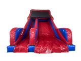 Tobogán para eventos azul y rojo con plataforma de 3m