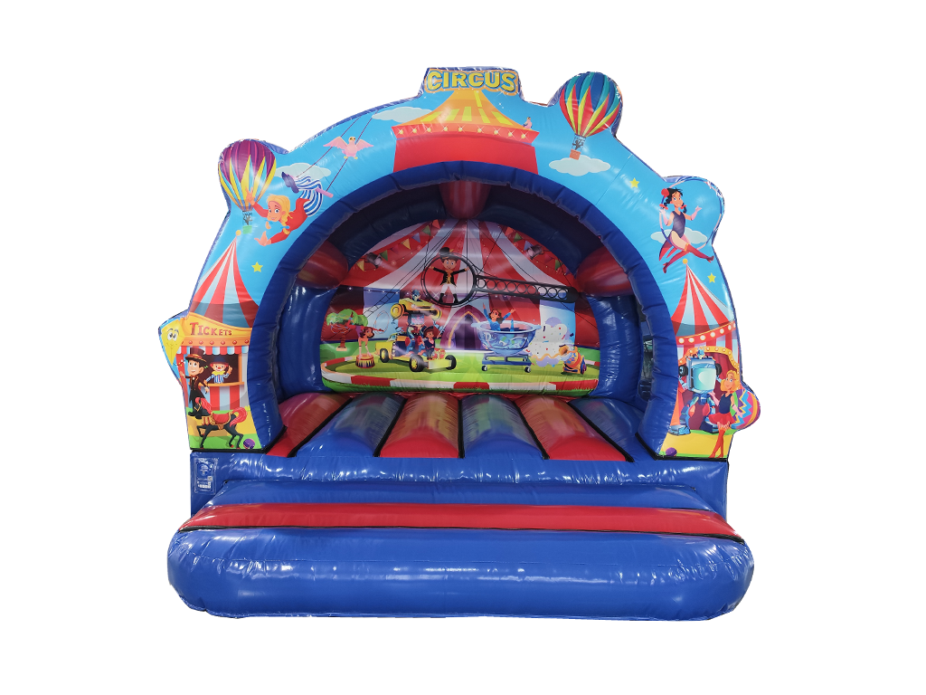 Château Gonflable Contour Cirque Rouge & Bleu 3,7x3,7 m