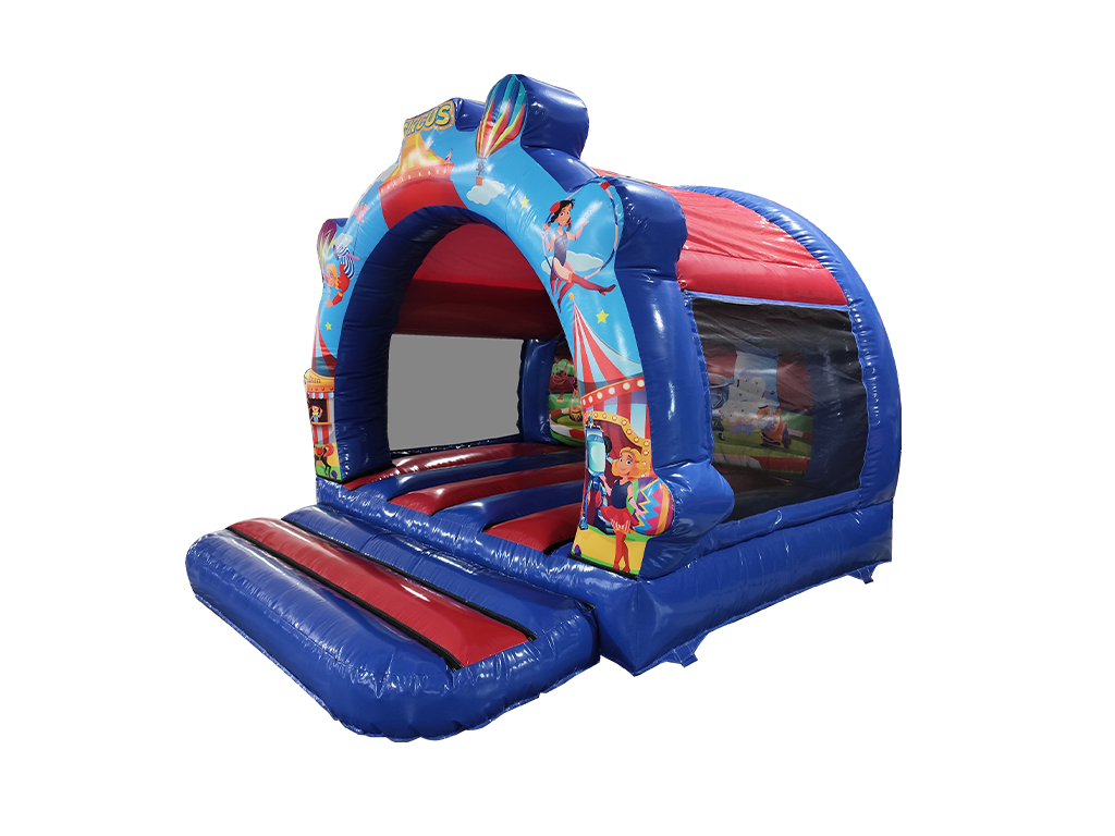 Château Gonflable Contour Cirque Rouge & Bleu 3,7x3,7 m