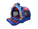 Château Gonflable Contour Cirque Rouge & Bleu 3,7x3,7 m