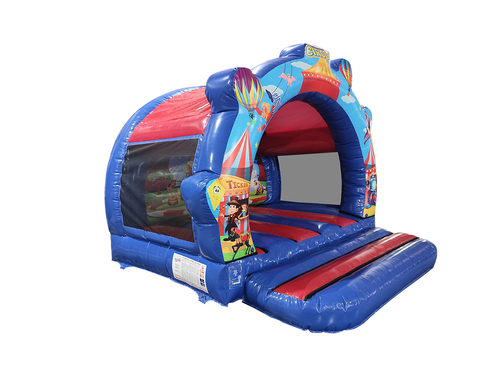 Château Gonflable Contour Cirque Rouge & Bleu 3,7x3,7 m