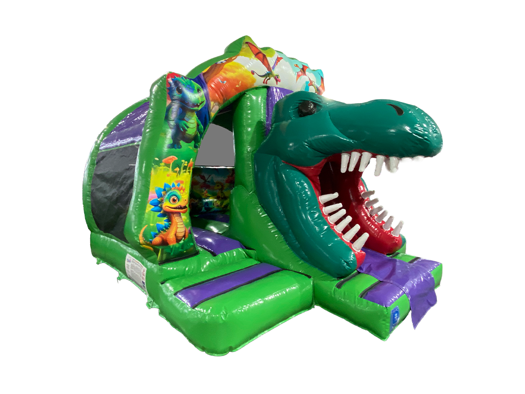 4,8x4,3m 3D Dinosaur Contour Gebogen Voorzijde Glijbaan Combi