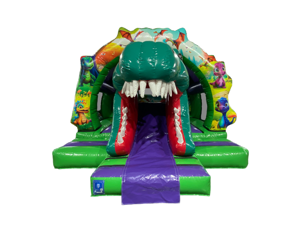 4,8x4,3m 3D Dinosaur Contour Gebogen Voorzijde Glijbaan Combi