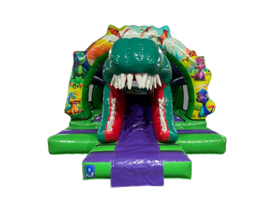 16ft x14ft 3D Dino Contoured Curved Front Slide Bouncer