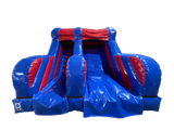 Toboggan fête bleu et rouge avec plateforme 1,8m
