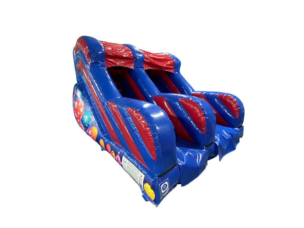 Toboggan fête bleu et rouge avec plateforme 1,8m