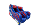 Toboggan fête bleu et rouge avec plateforme 1,8m