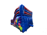 Toboggan fête bleu et rouge avec plateforme 1,8m