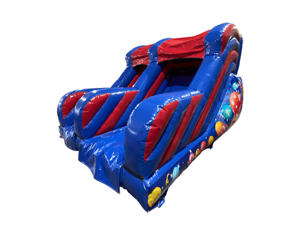 Toboggan fête bleu et rouge avec plateforme 1,8m
