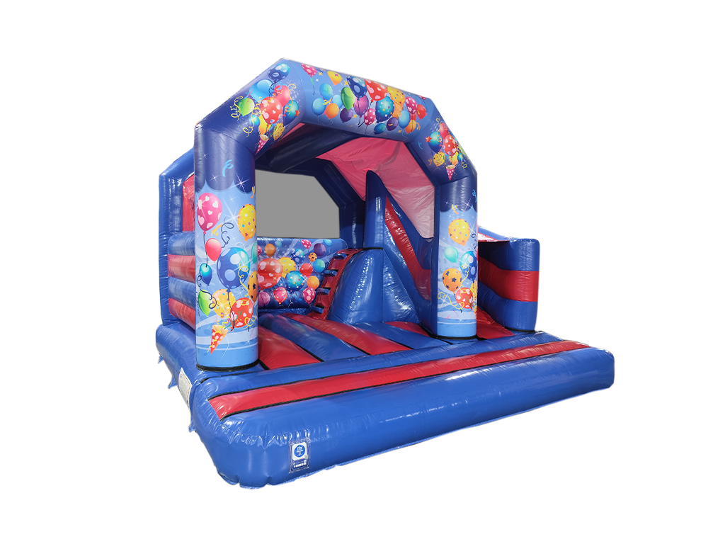 Red & Blue Party 180° Side Slide Bouncy Castle