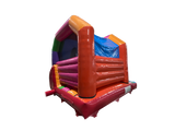 Multikleurig Feest 180° Zij Glijbaan Springkasteel