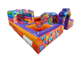Mini aire de jeux contournée multicolore 4,5x4,5m pour fête