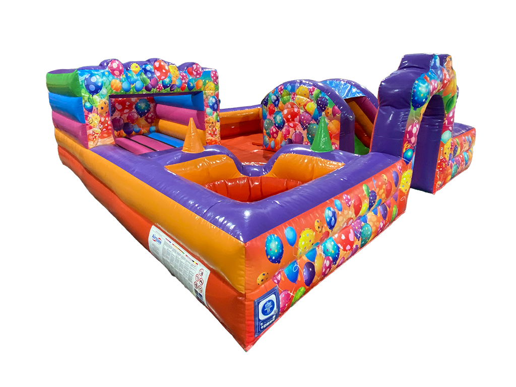 Mini aire de jeux contournée multicolore 4,5x4,5m pour fête