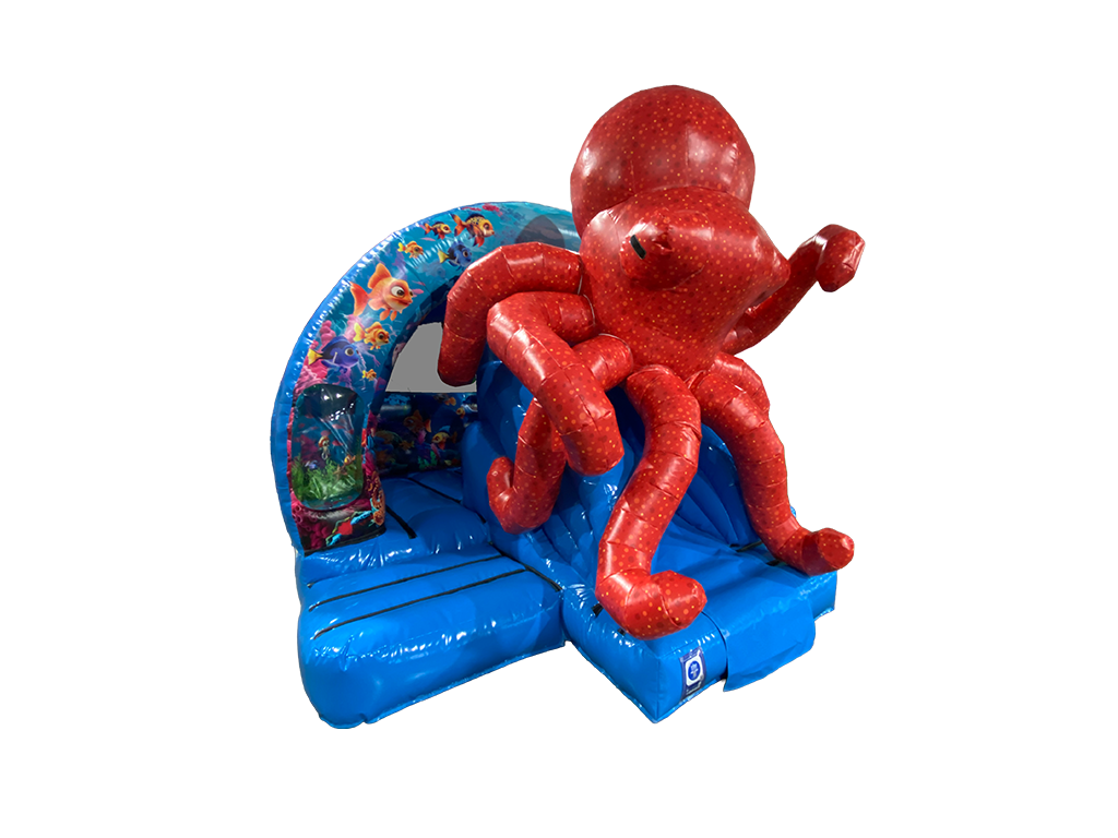 Combinado tobogán frontal curvo 3D pulpo 5x4.3m