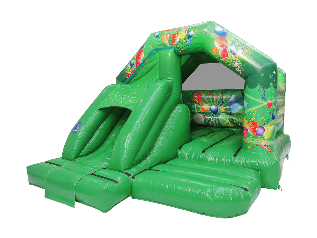 Combinado de tobogán frontal de fiesta verde 5x4 m