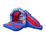 Combiné toboggan latéral de fête bleu et rouge 6x4m