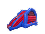 Combiné toboggan latéral de fête bleu et rouge 6x4m