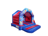 Combiné toboggan latéral de fête bleu et rouge 6x4m