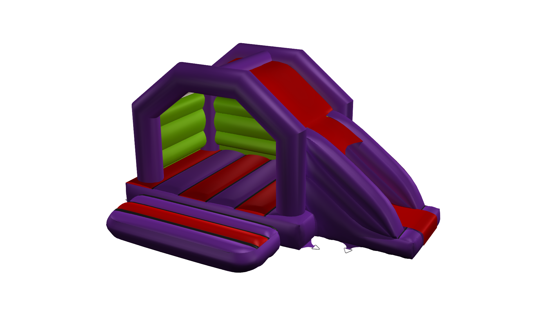 Combi toboggan latéral 4x5,5m violet, rouge et vert
